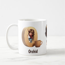 Personalized Name & O Sleepy Morning Plaid Charact Kaffeetasse