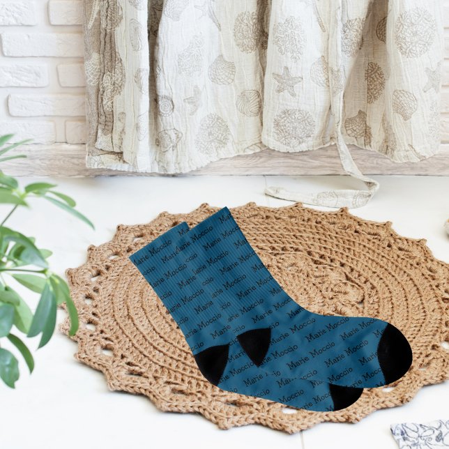 Personalized Name Ocean Blue Socken (Socks with Your Name On Them)