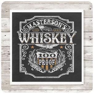Personalized NAME Old West Whiskey Brewery Bar Serviette