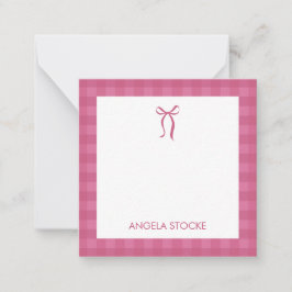 Personalized Name Pink Bow Note Card Mitteilungskarte