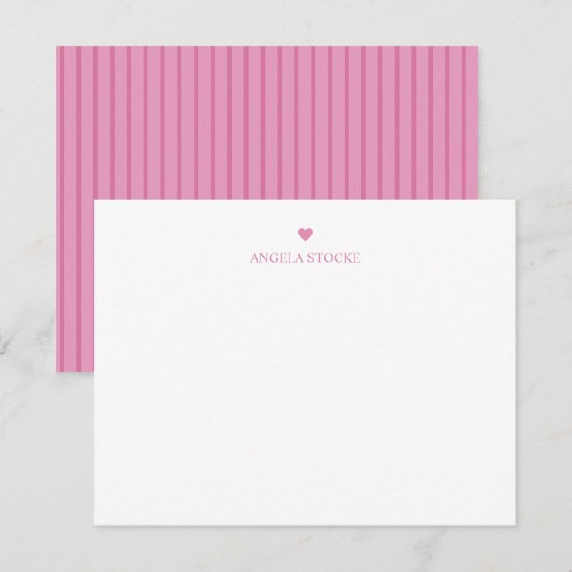 Personalized Name Pink Heart Mitteilungskarte (Vorne/Hinten)