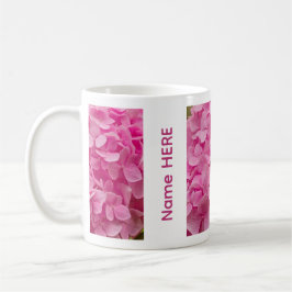 Personalized Name Pink Hydrangea Flower Photo Kaffeetasse