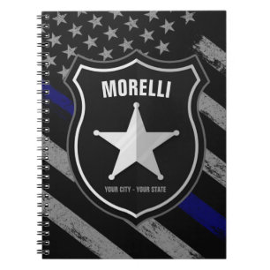 Personalized NAME Police Officer Sheriff Cop Flag Notizblock