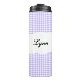 Personalized Name Purple Gingham Pattern Thermosbecher