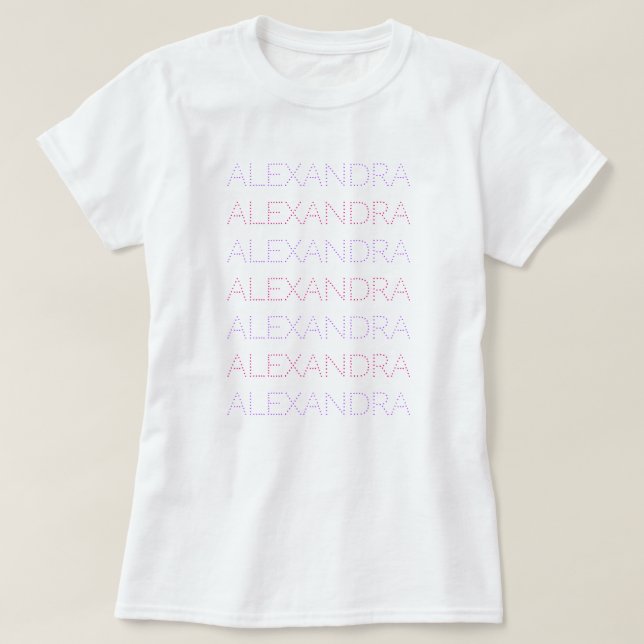 Personalized Name Repeated Chic Lavender And Pink T-Shirt (Design vorne)