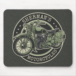 Personalized NAME Retro Military Motorcycle Biker Mousepad