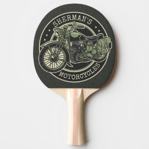 Personalized NAME Retro Military Motorcycle Biker Tischtennis Schläger