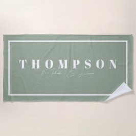 Personalized Name Sage Green Elegant Strandtuch