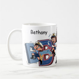 Personalized  Name Sailor Cartoon Character * B * Kaffeetasse