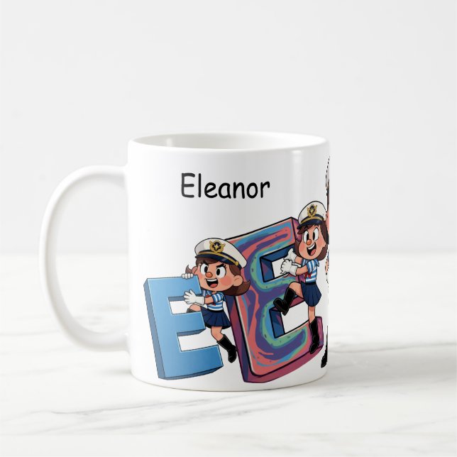 Personalized  Name Sailor Cartoon Character * E * Kaffeetasse (Links)