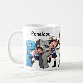 Personalized  Name Sailor Cartoon Character * P * Kaffeetasse