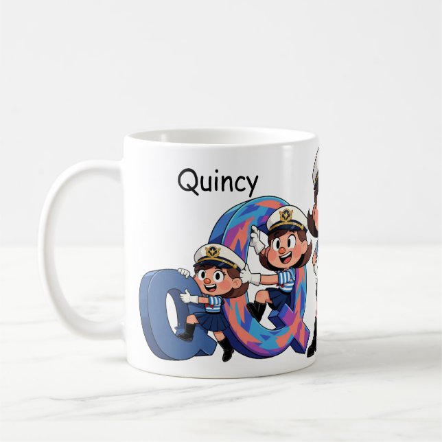 Personalized  Name Sailor Cartoon Character * Q * Kaffeetasse (Links)