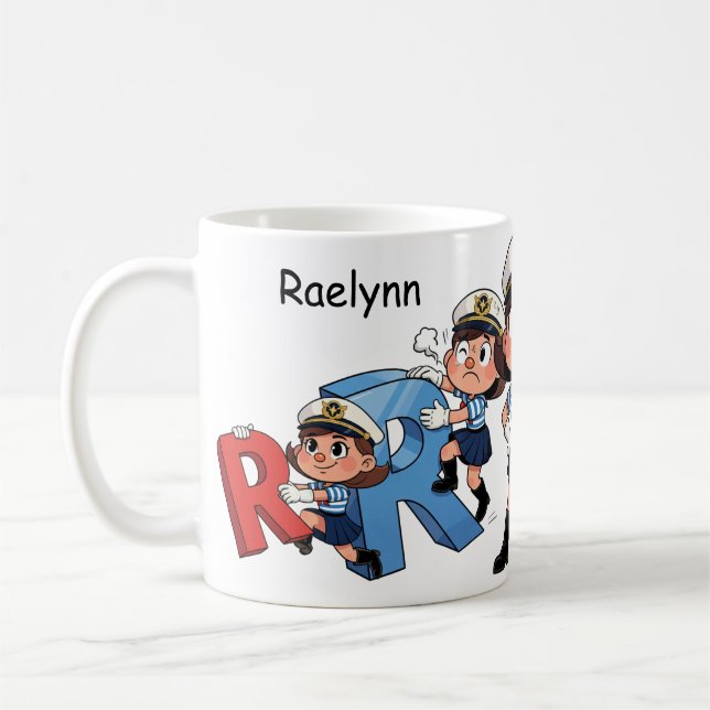 Personalized  Name Sailor Cartoon Character * R * Kaffeetasse (Links)