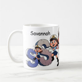 Personalized  Name Sailor Cartoon Character * S * Kaffeetasse