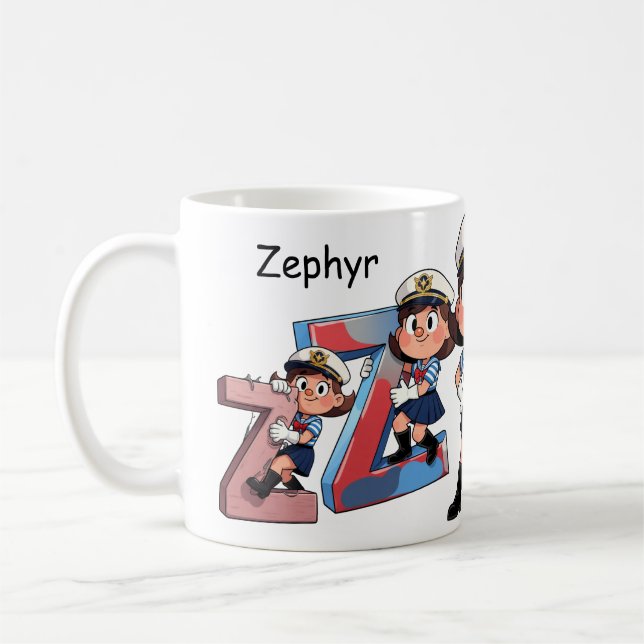 Personalized Name Sailor Cartoon Character * Z *  Kaffeetasse (Links)