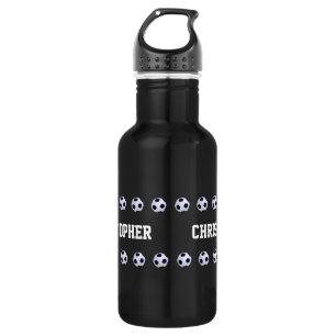 Personalized Name, Soccer Ball, Black Trinkflasche