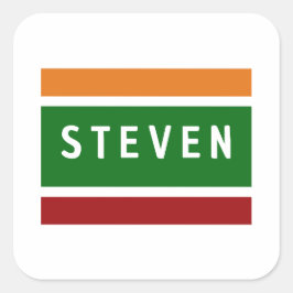 Personalized Name Stickers Retro Stripe Badge