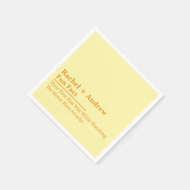Personalized Name Stylish Fun Fact Wedding Napkins Serviette (Ecke)