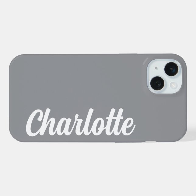 Personalized Name Stylish Modern Minimal Dark Grey iPhone Hülle (Rückseite (Horizontal))