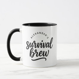Personalized Name “Survival Brew” Funny Coffee Tasse