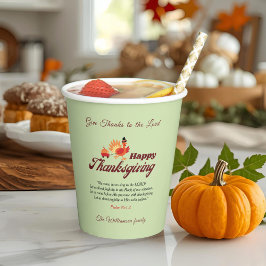 Personalized Name | Thanksgiving with Bible Verse  Pappbecher