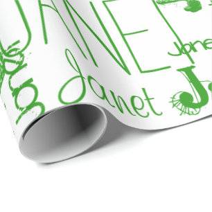 Personalized Name Typography Green Geschenkpapier