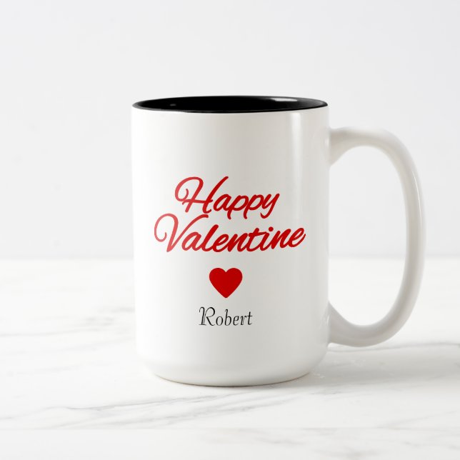 Personalized name Valentine's day  Zweifarbige Tasse (Rechts)
