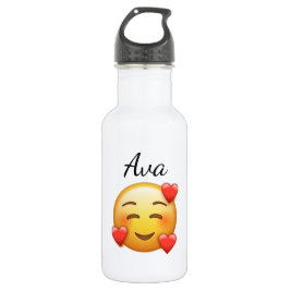 Personalized Name Water Bottle with Hearts Emoji Edelstahlflasche