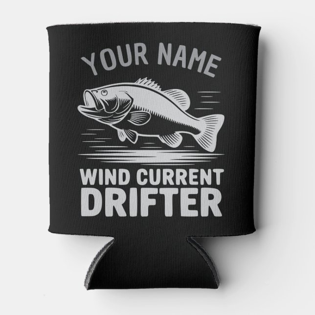 Personalized Name Wind Current Drifter Bass Fish Dosenkühler (Vorderseite)