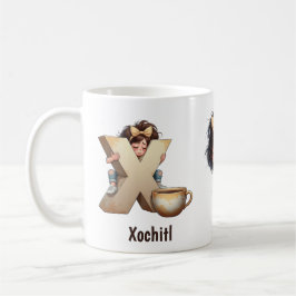Personalized Name & X Sleepy Morning Plaid Charact Kaffeetasse
