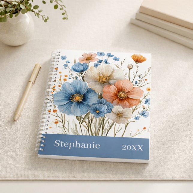 Personalized Name & Year Blue Wildflower Planer (Von Creator hochgeladen)