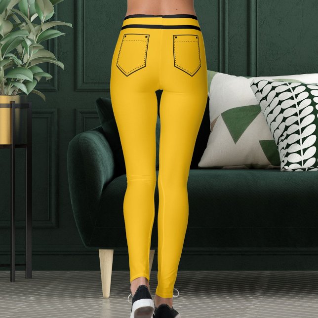 Personalized Name Yellow Orange Black Stripes Gift Leggings (Von Creator hochgeladen)