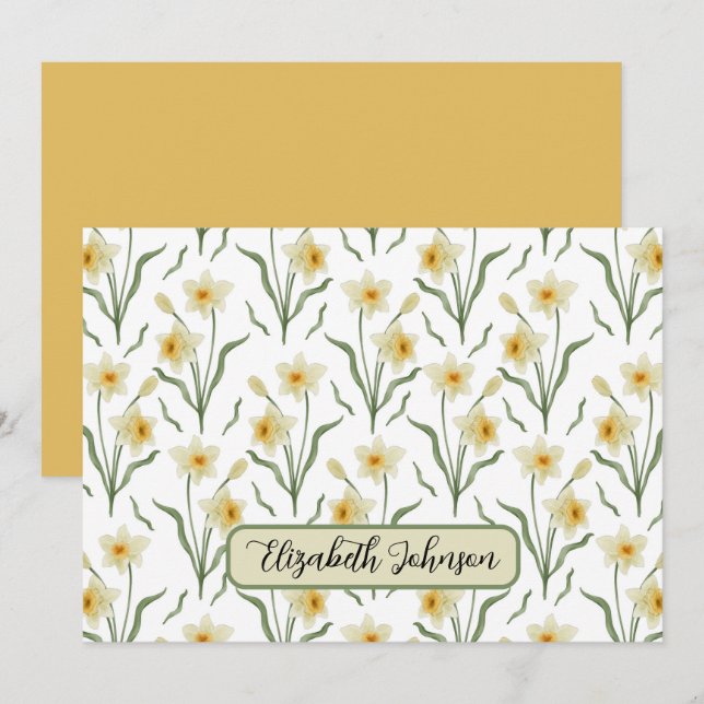 Personalized Narcissus Floral Note Card Mitteilungskarte (Vorne/Hinten)