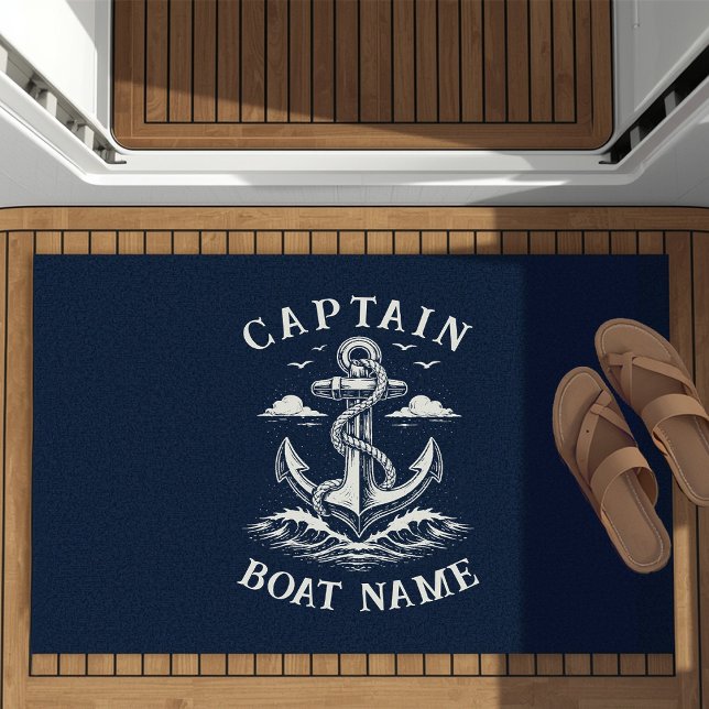 Personalized Nautical Captain Boat Name Anchor Fußmatte (Von Creator hochgeladen)