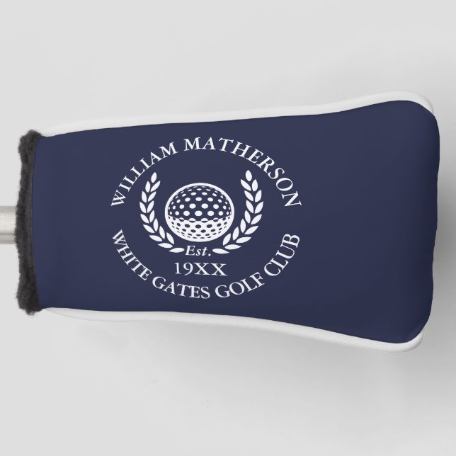 Personalized Navy Blue Golf Club Name Golf Headcover (Vorderseite)