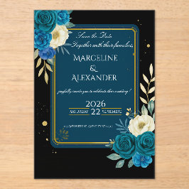  Personalized Navy & Blush Floral Invitation Acryleinladungen