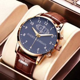 Personalized Navy Dial  Elegant Custom Gift Armbanduhr
