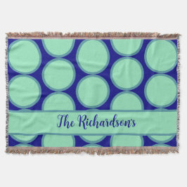 Personalized Navy Mint Polka Dot Pattern Modern  Decke