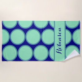 Personalized Navy Mint Polka Dot Pattern Modern  Strandtuch