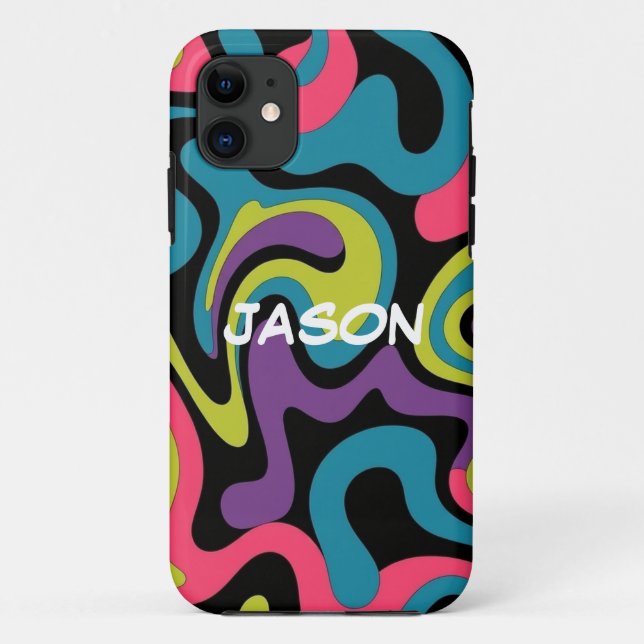 Personalized Neon Abstract Pattern — Retro Design Case-Mate iPhone Hülle (Rückseite)