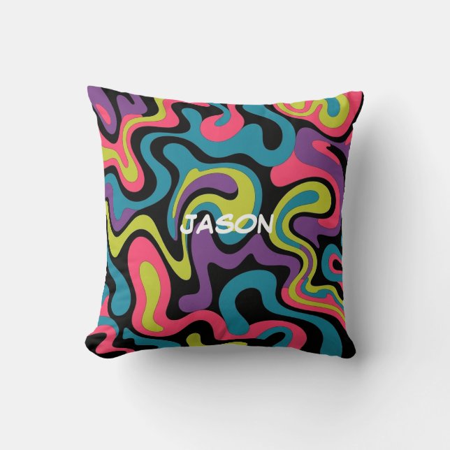 Personalized Neon Abstract Pattern — Retro Design Kissen (Vorderseite)