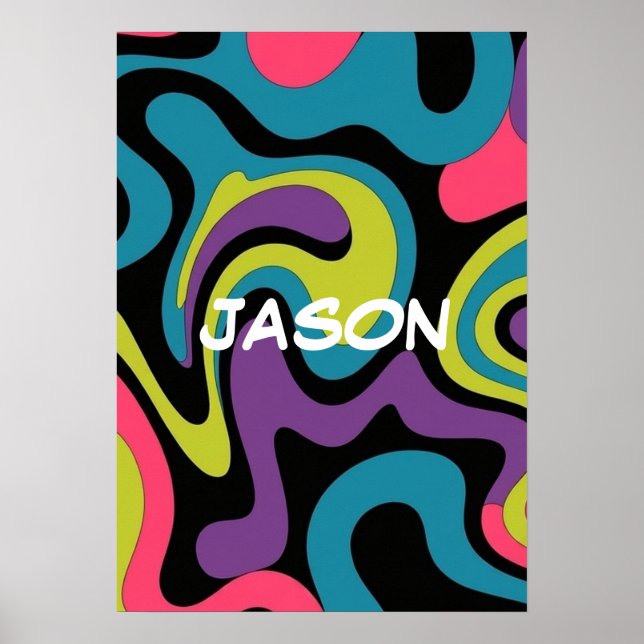 Personalized Neon Abstract Pattern — Retro Design Poster (Vorne)