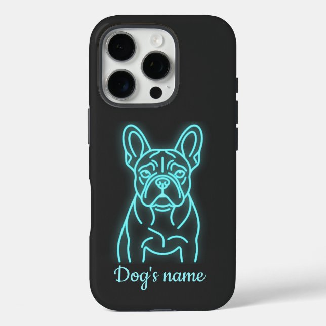 Personalized Neon French Bulldog Case-Mate iPhone Hülle (Rückseite)