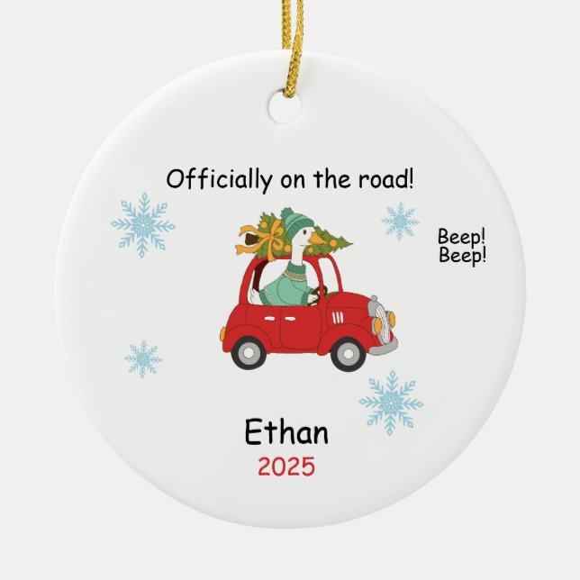 Personalized New Driver Ornament, Custom Licensed  Keramik Ornament (Vorne)