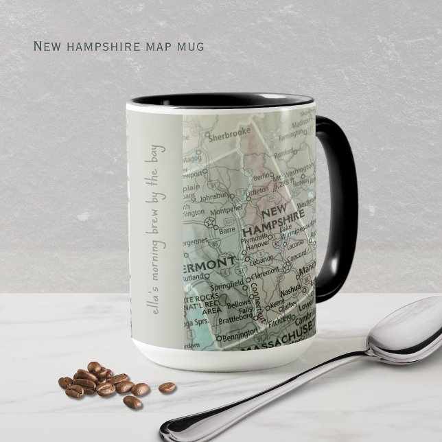 Personalized New Hampshire Map | Coastal NH Mug Tasse (How cute is this personalized New Hampshire Map mug! Show off your state or it makes a great gift!)