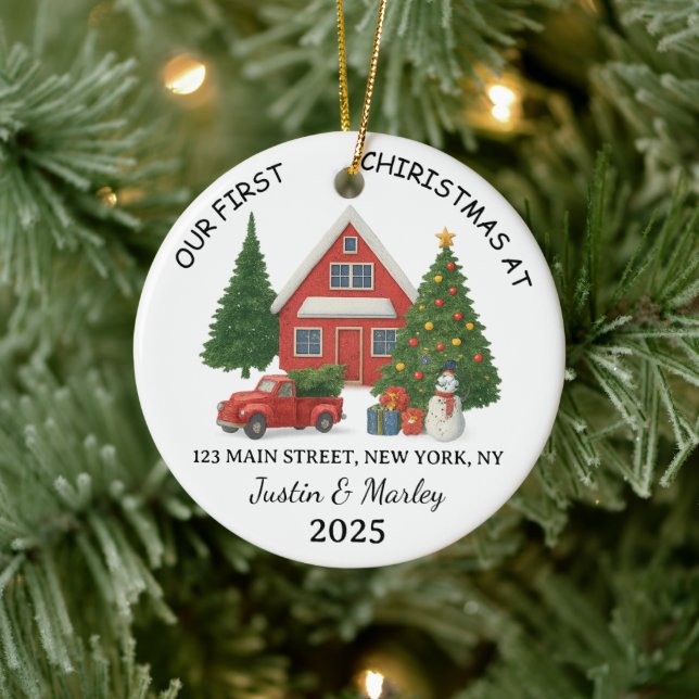 Personalized New Home Ornament Custom Address Keep (Baum)