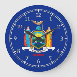 Personalized New York State Flag Design Große Wanduhr