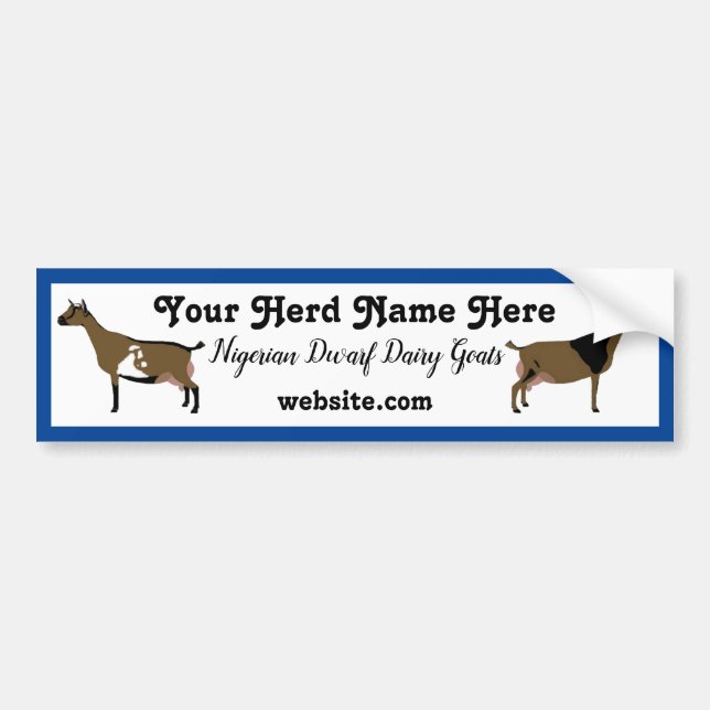 Personalized Nigerian Dwarf Dairy Goat Bumper Stic Autoaufkleber (Vorne)