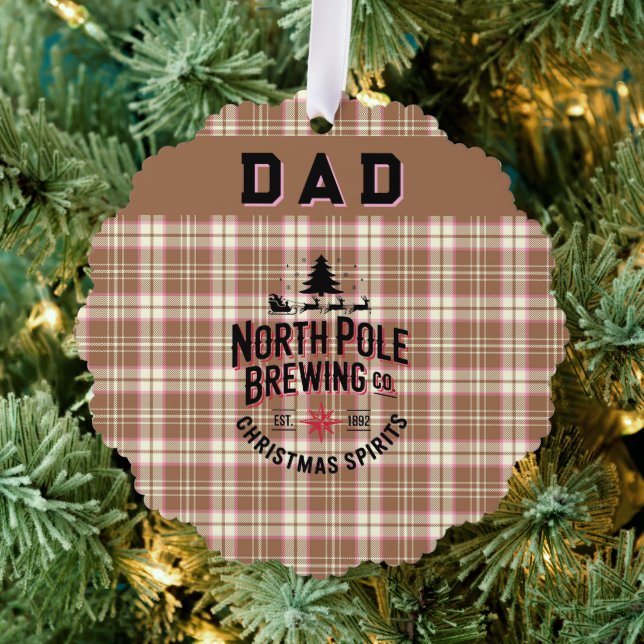 Personalized North Pole Brewing Holiday Ornament Karte (Insitu (Baum))