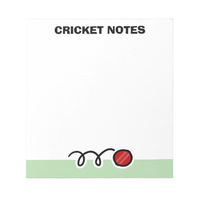 Personalized notepad with red cricket ball design notizblock (Vorderseite)